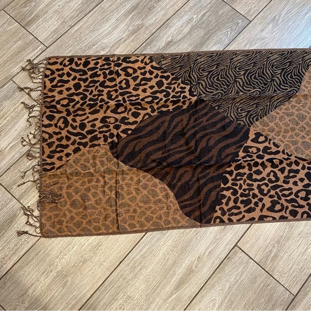 Brown Animal Print Wrap Scarf